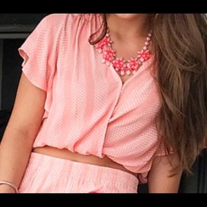 Maeve Salmon Crop Blouse
